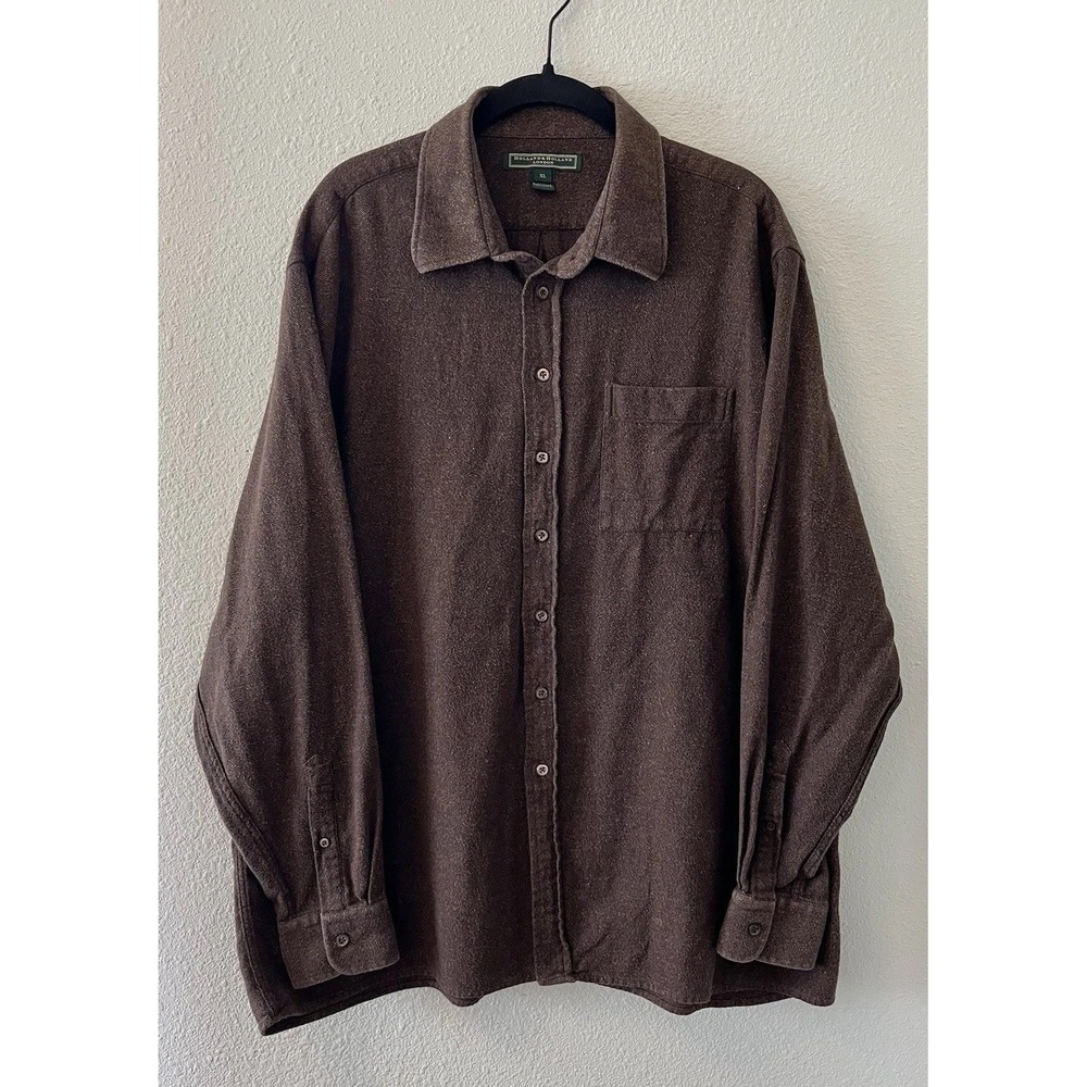 Holland & Holland Men's Button Up Shirt Size XL Brown 100% Cotton Classic